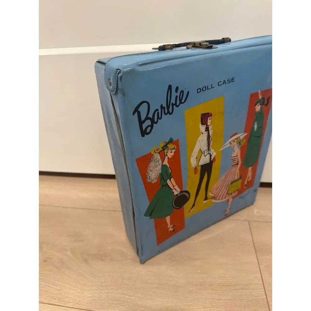 Vintage 1961 Mattel Ponytail Barbie Blue Vinyl Carrying Case JM